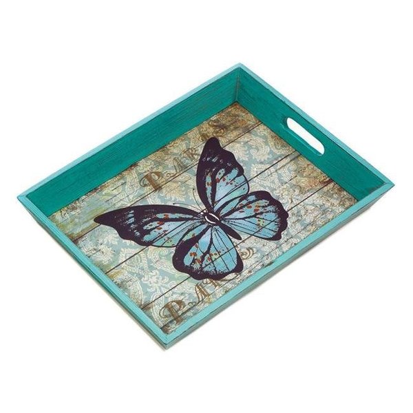 Accent Plus Accent Plus 10018168 Blue Butterfly Serving Tray 10018168